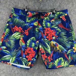 Polo Ralph Lauren Swim Trunks Mens 36 (Fits 38) Blue Parrot Floral Tropical